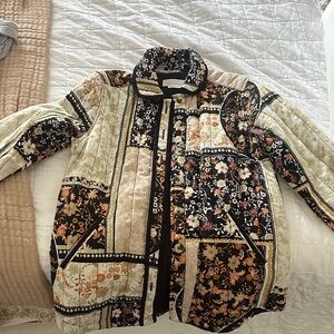 Anthropologie Multicolor Patchwork Puffer Jacket